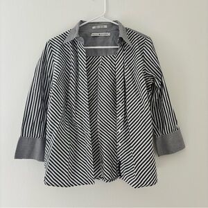 Striped Grey and White Tommy Hilfiger Button Up
